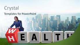  Presentation with health wealth - Presentation design with wealth-is-health-concept background and a sky blue colored foreground