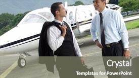  Presentation with business jet - Slide deck enhanced with wealth management - business people working outsider background and a gray colored foreground