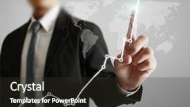  Presentation with financial - Presentation design consisting of wealth management - businessman with financial symbols coming background and a dark gray colored foreground