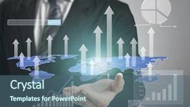  Presentation with financial - Presentation theme with wealth management - businessman with financial symbols coming background and a  colored foreground