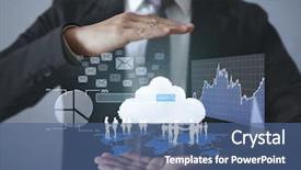  Presentation with financial management - Audience pleasing PPT theme consisting of wealth management - businessman with financial symbols coming backdrop and a  colored foreground