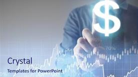  Presentation with wealth management - PPT theme with wealth management - businessman with financial symbols coming background and a  colored foreground