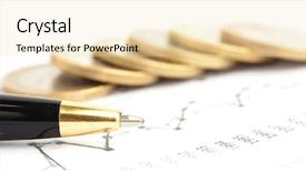  Presentation with wealth management - Slide deck enhanced with wealth management - euro coins and pen background and a  colored foreground