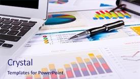  Presentation with graphing paper - Presentation enhanced with wealth management - financial paper charts and graphs background and a  colored foreground