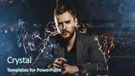  Presentation with playing cards - Beautiful PPT layouts featuring wealthy mature man smoking cigar backdrop and a tawny brown colored foreground