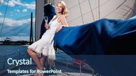  Presentation with luxury yacht - Presentation design enhanced with wealthy woman on a luxury background and a ocean colored foreground