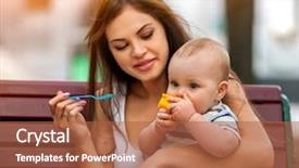  Presentation with baby color - Slide deck consisting of weaned - baby feeding spoon by mother background and a red colored foreground