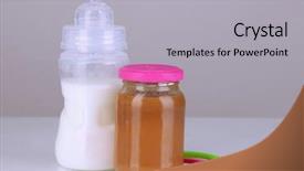  Presentation with baby food - Theme consisting of weaned - baby food with baby supplies background and a light gray colored foreground