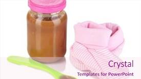 Presentation with baby food - Slide deck having weaned - baby food with baby supplies background and a  colored foreground