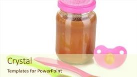  Presentation with baby food - Colorful slide set enhanced with weaned - baby food with baby supplies backdrop and a  colored foreground