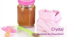  Presentation with baby food - Presentation design consisting of weaned - baby food with baby supplies background and a  colored foreground