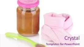  Presentation with baby food - Amazing slide set having weaned - baby food with baby supplies backdrop and a  colored foreground