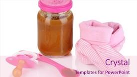  Presentation with baby food - Slides consisting of weaned - baby food with baby supplies background and a  colored foreground