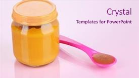  Presentation with baby food - Presentation design consisting of weaned - baby food with weaning spoon background and a  colored foreground