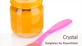  Presentation with baby food - Slide deck enhanced with weaned - baby food with weaning spoon background and a  colored foreground