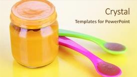  Presentation with baby food - Beautiful slide deck featuring weaned - baby food with weaning spoons backdrop and a  colored foreground