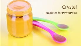  Presentation with weaned baby food weaning - Amazing PPT theme having weaned - baby food with weaning spoons backdrop and a  colored foreground