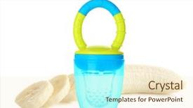  Presentation with banana - Colorful presentation enhanced with weaned - baby nibbler and sliced banana backdrop and a  colored foreground