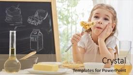  Presentation with beauty - Colorful presentation theme enhanced with weaned - beauty child prepare pancakes backdrop and a coral colored foreground