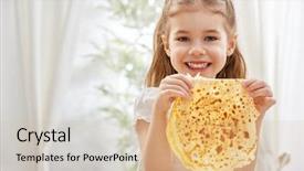  Presentation with beauty - Slide set having weaned - beauty child prepare pancakes background and a soft green colored foreground
