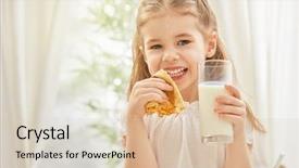  Presentation with beauty - Slide set with weaned - beauty child prepare pancakes background and a lemonade colored foreground