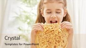  Presentation with child malnourished - Audience pleasing slide deck consisting of weaned - beauty child prepare pancakes backdrop and a coral colored foreground