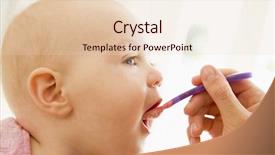  Presentation with baby food - Audience pleasing slide set consisting of weaned - mother feeding baby food backdrop and a lemonade colored foreground