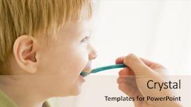  Presentation with mother feeding baby breast milk - Presentation design consisting of weaned - mother feeding son food background and a  colored foreground