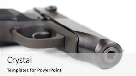  Presentation with weapon - Audience pleasing presentation design consisting of weapon - gun closeup on white backdrop and a white colored foreground