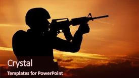  Presentation with weapon - Colorful slide deck enhanced with weapon rifle at sunset war backdrop and a wine colored foreground