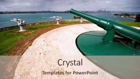  Presentation with weapons - PPT theme enhanced with weapons mass destruction - world war ii guns pointing background and a lemonade colored foreground