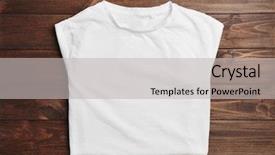  Presentation with blank - Audience pleasing theme consisting of wear logo - blank white t-shirt on wooden backdrop and a light gray colored foreground