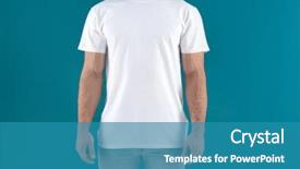  Presentation with design teal color - Colorful presentation enhanced with wear logo - handsome young man in stylish backdrop and a  colored foreground