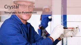  Presentation with electrician - Beautiful slides featuring wear safety glasses - electrician backdrop and a coral colored foreground