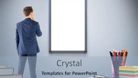  Presentation with thinking - Colorful PPT layouts enhanced with wear view of businessman thinking against a mirror backdrop and a light blue colored foreground