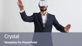  Presentation with virtual reality - Audience pleasing presentation consisting of wear who trying to push backdrop and a  colored foreground