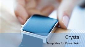  Presentation with wearable - Beautiful PPT theme featuring wearable - business technology and people concept backdrop and a light blue colored foreground