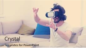  Presentation with virtual reality rehab - Slide set featuring live realities - happy man getting experience using background and a lemonade colored foreground