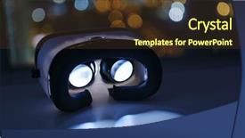  Presentation with virtual reality physical therapy - PPT theme having virtual reality play video inside background and a navy blue colored foreground