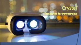  Presentation with innovation - Slide deck consisting of vr playing video background and a coral colored foreground