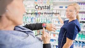  Presentation with mature female surgeon - Beautiful PPT layouts featuring wearable healthcare - mature female chemist selecting product backdrop and a lemonade colored foreground