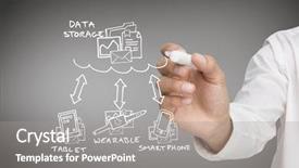  Presentation with graphic - Colorful PPT theme enhanced with wearable technology - composite image of businessman writing backdrop and a gray colored foreground