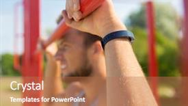  Presentation with wearable - Theme having wearable technology - fitness sport training and lifestyle background and a coral colored foreground