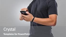  Presentation with mobile phone and germs - Colorful presentation theme enhanced with wearable technology - man use mobile phone sync backdrop and a gray colored foreground