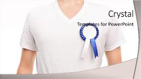  Presentation with blue award - Audience pleasing slide set consisting of wearing a blue award badge backdrop and a  colored foreground