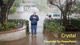  Presentation with blue business - Presentation theme having wearing a blue rain coat background and a tawny brown colored foreground