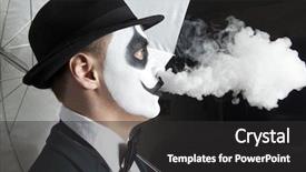  Presentation with vaping - Presentation design enhanced with wearing a bowler hat vaping background and a dark gray colored foreground