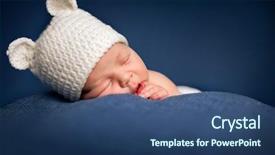  Presentation with newborn baby - Audience pleasing PPT theme consisting of wearing a brown crocheted bear backdrop and a ocean colored foreground