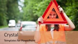  Presentation with car service - Slide set having wearing a high visibility vest background and a coral colored foreground