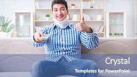  Presentation with cervical spine - Colorful PPT theme enhanced with wearing a neck brace cervical backdrop and a ocean colored foreground